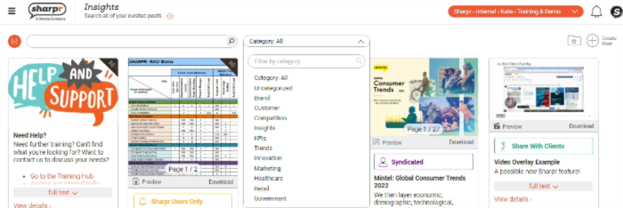 Sharpr Hierarchy - drop-down